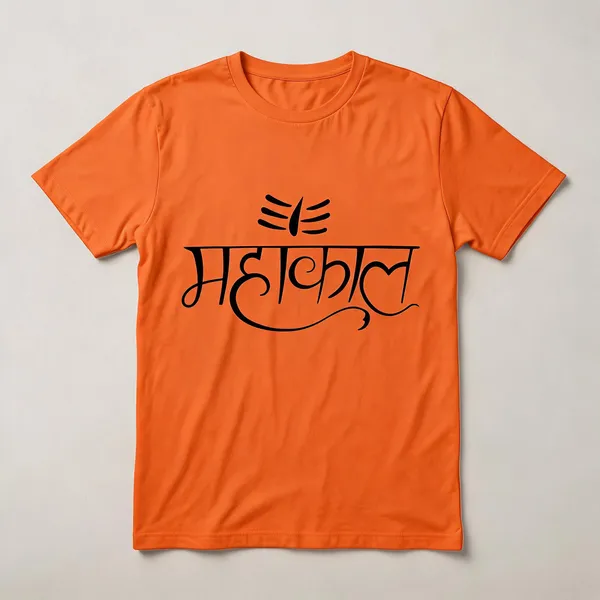 Orange_Graphic_Crew_Neck_T-Shirt_For_Men