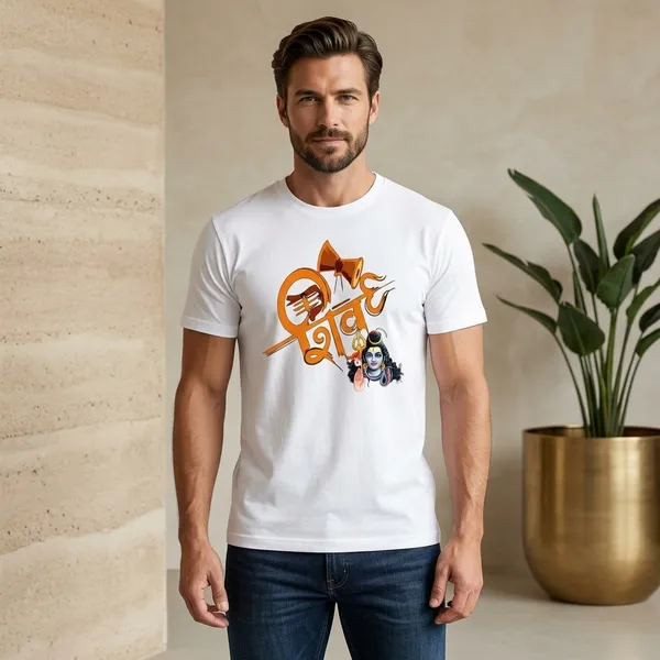 White_Mahakal_Graphic_T-Shirt_For_Men