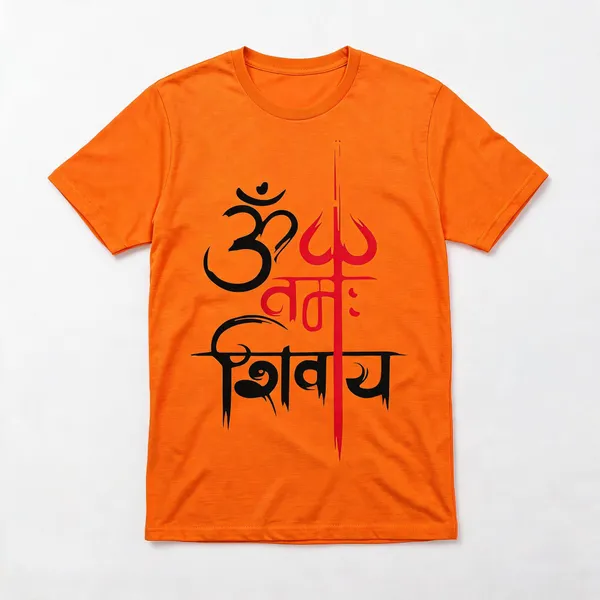 Orange_Graphic_Crew_Neck_T-Shirt_For_Men
