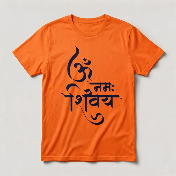 Orange_Graphic_Print_Crew_Neck_T-Shirt_For_Men