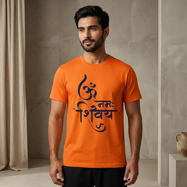 Orange_Graphic_Print_Crew_Neck_T-Shirt_For_Men