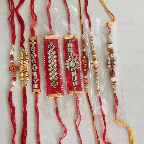 Multicolor_Beaded_Thread_Rakhi_Set