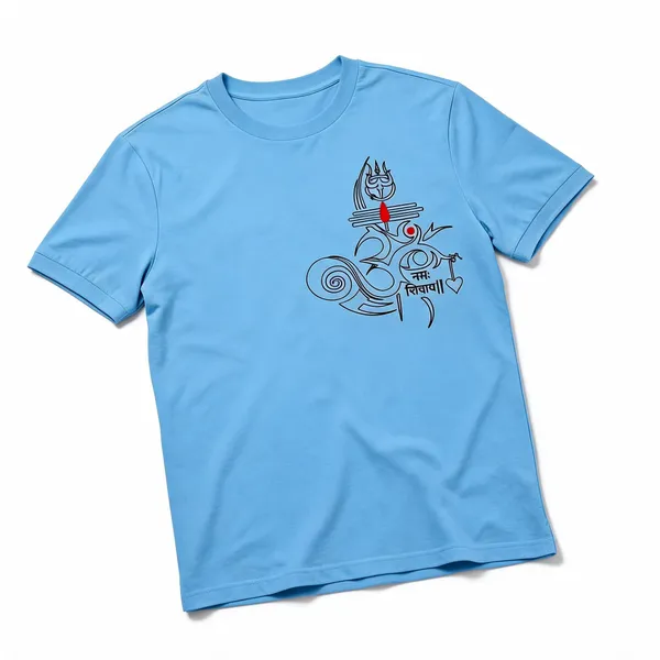 Blue_Graphic_Crew_Neck_T-Shirt_For_Men