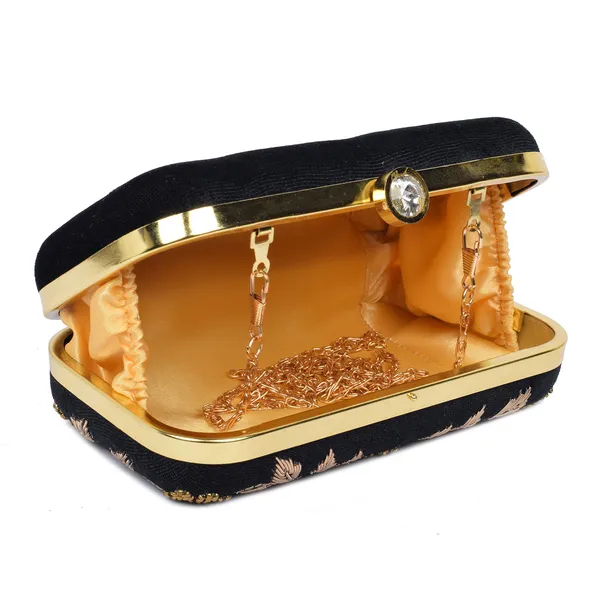 Black_Embroidered_Fabric_Box_Clutch_For_Women