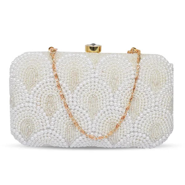White_Pearl_Beadwork_Box_Clutch_For_Women