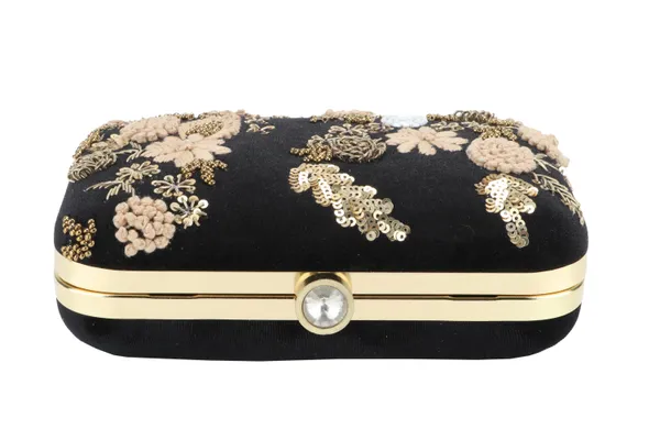 Black_Fabric_Sequin_Beaded_Floral_Embroidered_Box_Clutch_For_Women
