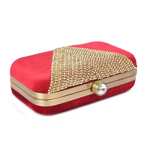 Red_Velvet_Gold_Stone_Studded_Box_Clutch_For_Women