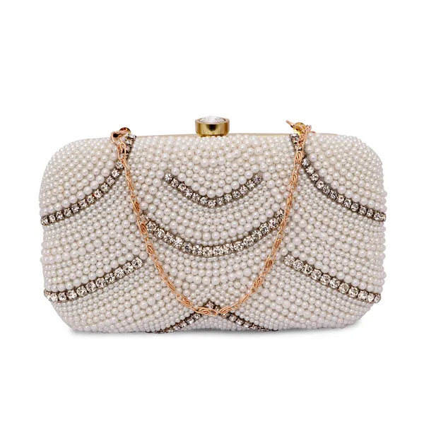 White_Pearl_Crystal_Embellished_Hard_Shell_Box_Clutch_For_Women