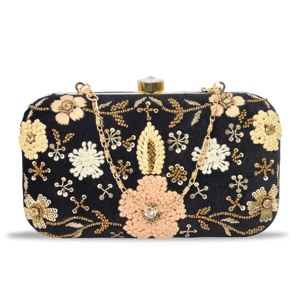 Black_Fabric_Floral_Beaded_Sequin_Box_Clutch_For_Women