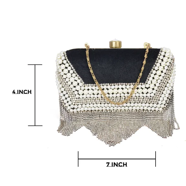 Black_Pearl_Crystal_Fringe_Embellished_Box_Clutch_For_Women