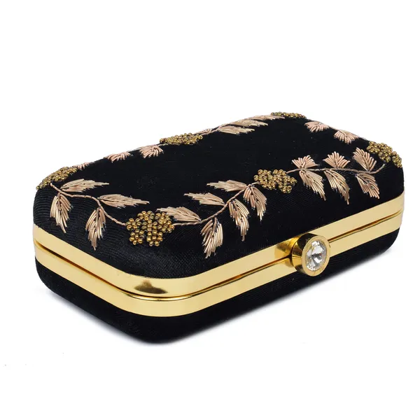 Black_Embroidered_Fabric_Box_Clutch_For_Women