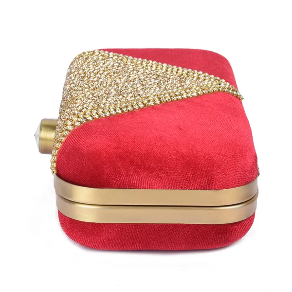 Red_Velvet_Gold_Stone_Studded_Box_Clutch_For_Women