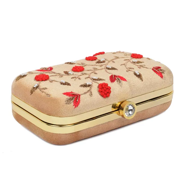 Beige_Fabric_Floral_Embroidered_Pearl_Box_Clutch_For_Women