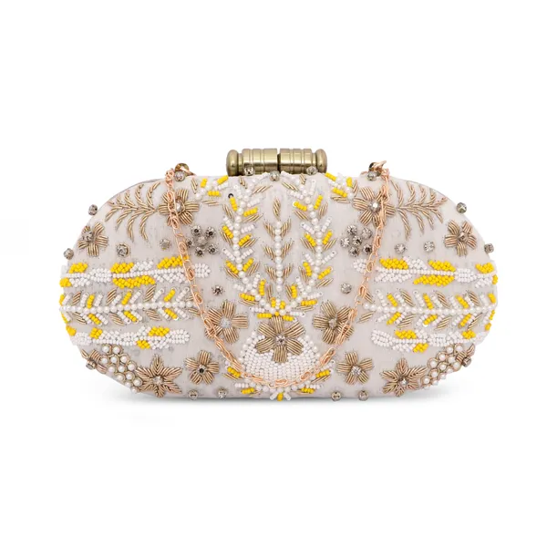 Beige_Beaded_Sequin_Embellished_Box_Clutch_For_Women