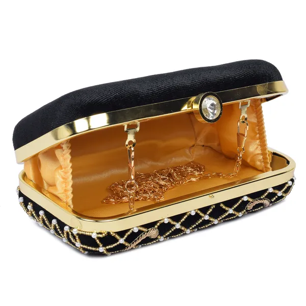 Black_Gold_Fabric_Zari_Pearl_Embroidered_Box_Clutch_For_Women