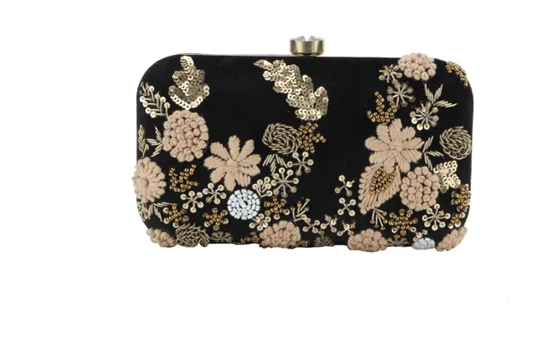 Black_Fabric_Sequin_Beaded_Floral_Embroidered_Box_Clutch_For_Women