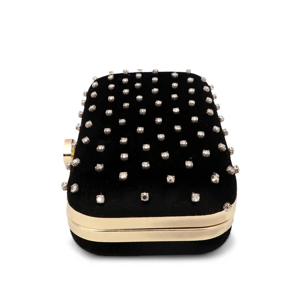 Black_Velvet_Crystal_Embellished_Box_Clutch_For_Women