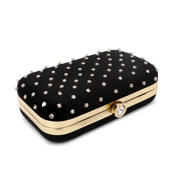 Black_Velvet_Crystal_Embellished_Box_Clutch_For_Women