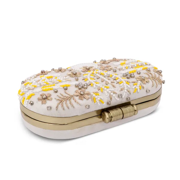 Beige_Beaded_Sequin_Embellished_Box_Clutch_For_Women