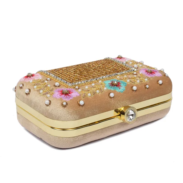 Gold_Beaded_Floral_Embroidered_Box_Clutch_For_Women