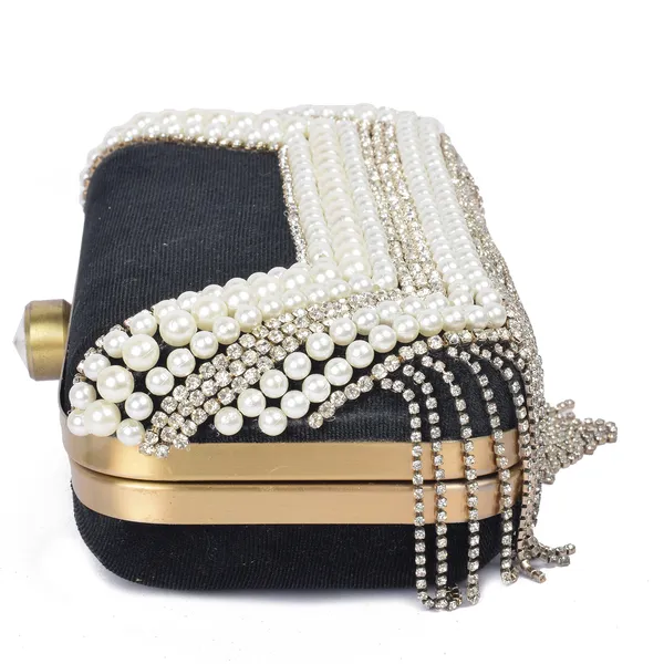 Black_Pearl_Crystal_Fringe_Embellished_Box_Clutch_For_Women