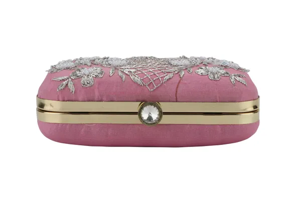 Pink_Fabric_Zari_Floral_Embroidered_Box_Clutch_For_Women