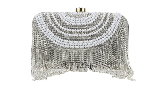Silver_Crystal_Pearl_Fringe_Embellished_Box_Clutch_For_Women