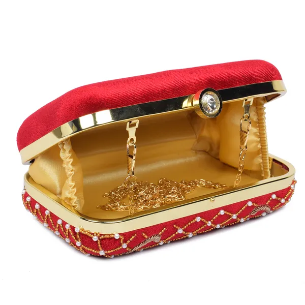 Red_Velvet_Gold_Zari_Embroidered_Box_Clutch_For_Women