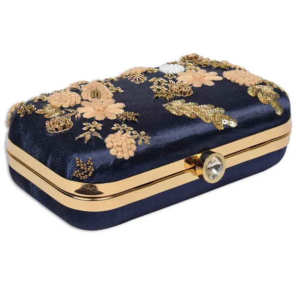 Navy_Blue_Satin_Floral_Sequin_Embroidered_Box_Clutch_For_Women