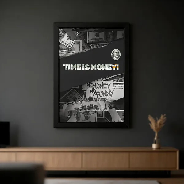 Paper_Motivational_Typography_Time_Is_Money_Currency_Framed_Wall_Poster