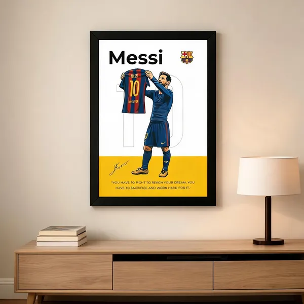 Paper_Messi_Barcelona_No_10_Jersey_Illustration_Framed_Wall_Poster