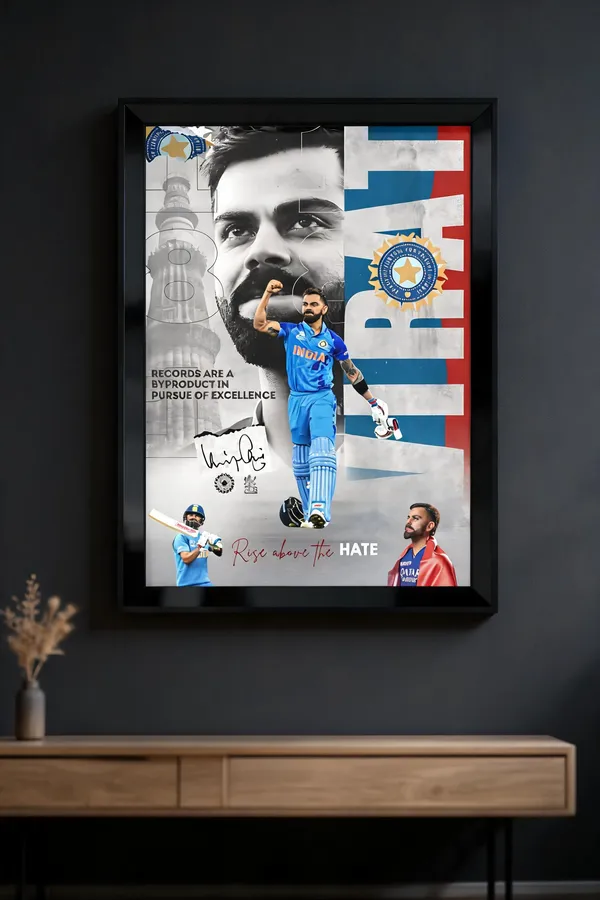 Paper_Virat_Kohli_Cricket_Tribute_Collage_Framed_Wall_Poster
