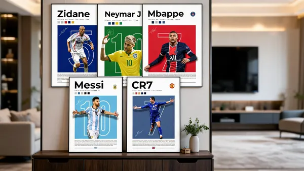 Paper_Football_Legends_Messi_Ronaldo_Mbappe_Minimalist_Wall_Posters_Set_Of_5