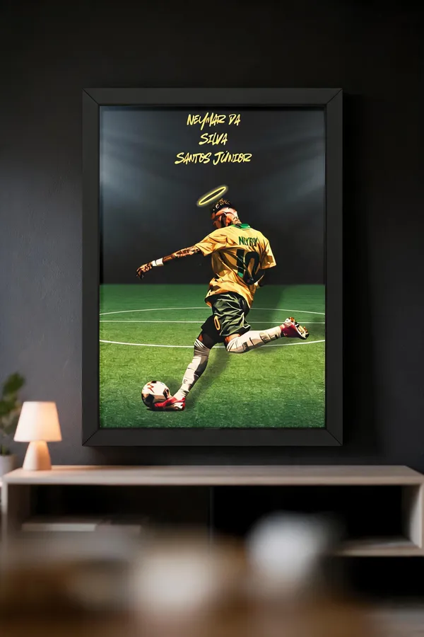 Glass_Front_Minimalist_Neymar_Jr_Brazil_Jersey_Framed_Wall_Poster