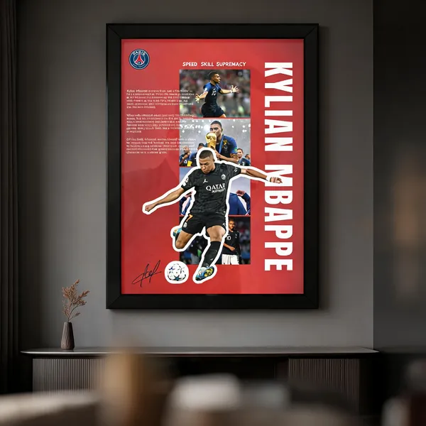 Paper_Kylian_Mbappe_Psg_Action_Collage_Framed_Wall_Poster