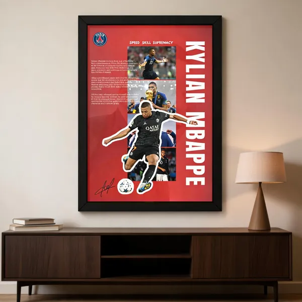 Paper_Kylian_Mbappe_Psg_Action_Collage_Framed_Wall_Poster