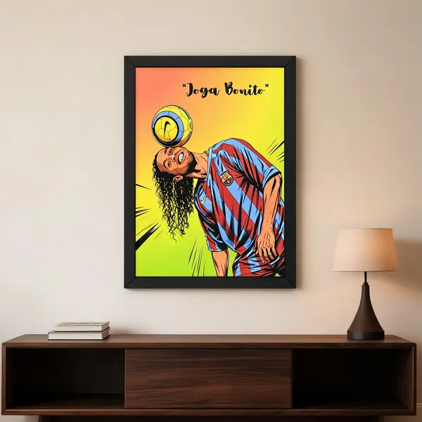 Paper_Ronaldinho_Joga_Bonito_Barcelona_Comic_Art_Framed_Wall_Poster