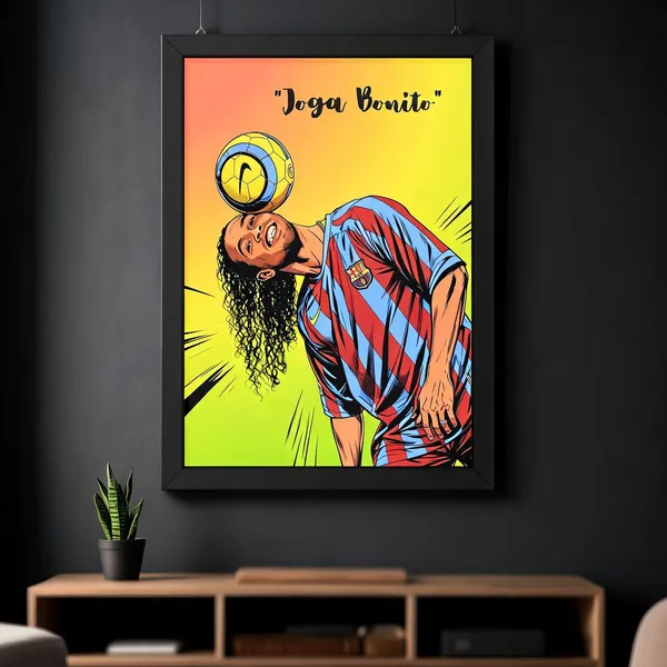 Paper_Ronaldinho_Joga_Bonito_Barcelona_Comic_Art_Framed_Wall_Poster