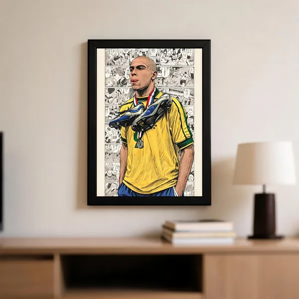 Glass_Front_Manga_Art_Ronaldo_Nazario_Brazil_Framed_Wall_Poster