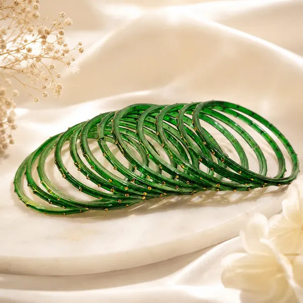 Green_Glass_Gold_Dotted_Traditional_Bangles_Set_For_Women_Pack_Of_12