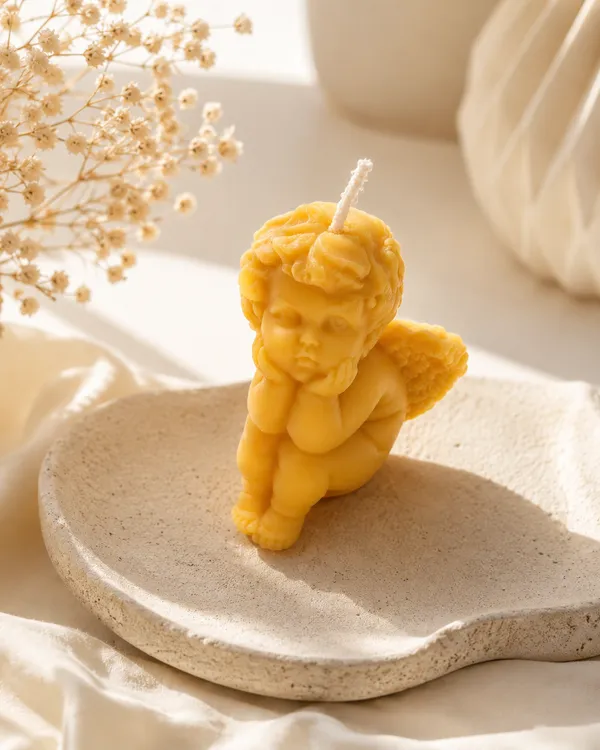 Mustard_Yellow_Cherub_Angel_Sandalwood_Scented_Shaped_Decorative_Candle_-_Pack_Of_2
