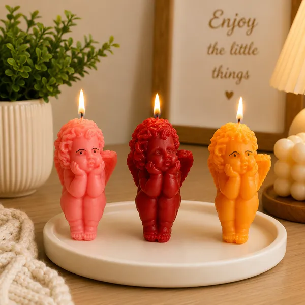 Cherub_Angel_Shaped_Sandalwood_Decorative_Candles_Set_Of_3