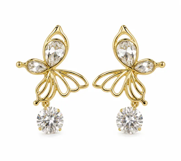 Gold_Butterfly_Design_Cubic_Zirconia_Drop_Earrings_For_Women_-_Pack_Of_2