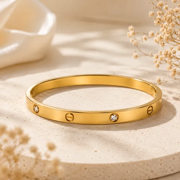 Gold_Plated_Studded_Screw_Design_Bangle_Bracelet_For_Women