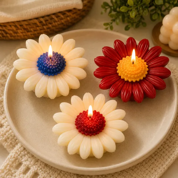 Daisy_Flower_Shaped_Lavender_Scented_Decorative_Wax_Candles_Set_Of_3