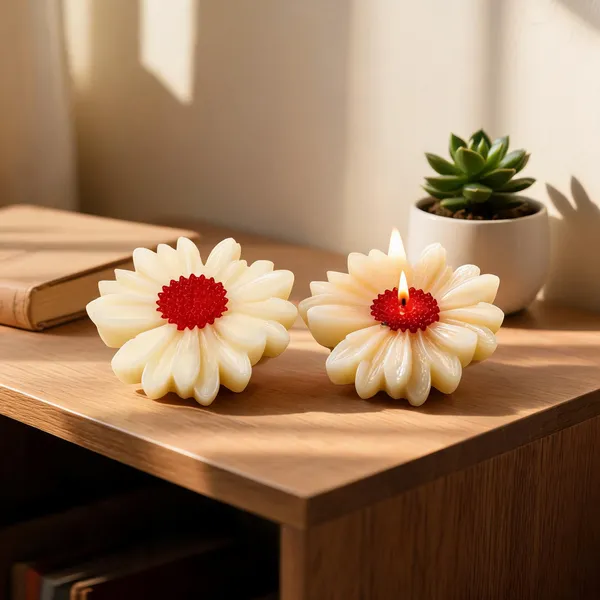 Ivory_Daisy_Flower_Shaped_Lavender_Decorative_Wax_Candle_-_Pack_Of_2