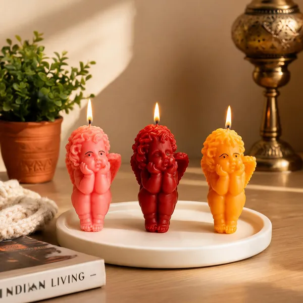 Cherub_Angel_Shaped_Sandalwood_Decorative_Candles_Set_Of_3