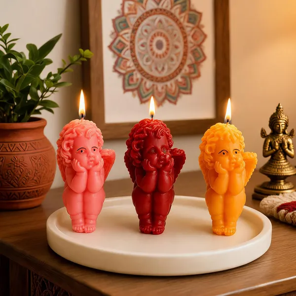 Cherub_Angel_Shaped_Sandalwood_Decorative_Candles_Set_Of_3