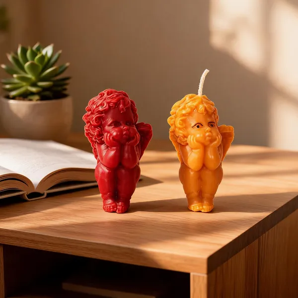 Red_And_Yellow_Cherub_Angel_Sandalwood_Scented_Shaped_Decorative_Candles_Set_Of_2