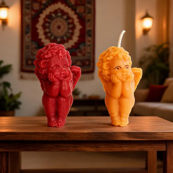 Red_And_Yellow_Cherub_Angel_Sandalwood_Scented_Shaped_Decorative_Candles_Set_Of_2